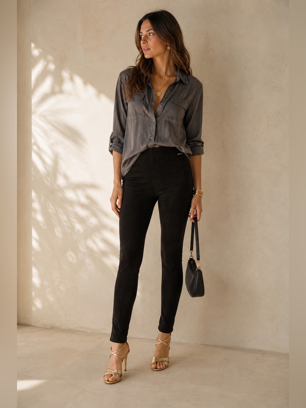 Lilly Pulitzer Anika High-Rise Ultra Suede Black Legging Pants Sz 4